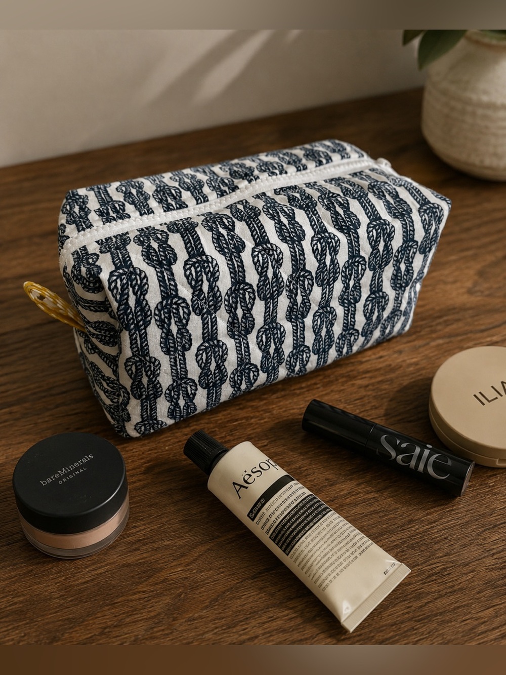 Handmade Navy Rope Pattern Cosmetic Bag